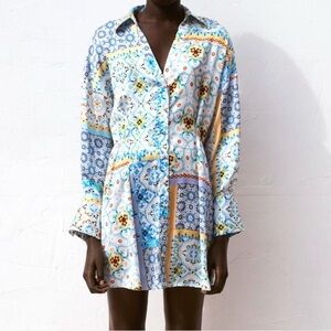 ZARA Colorful Patterned Button-Up Dress